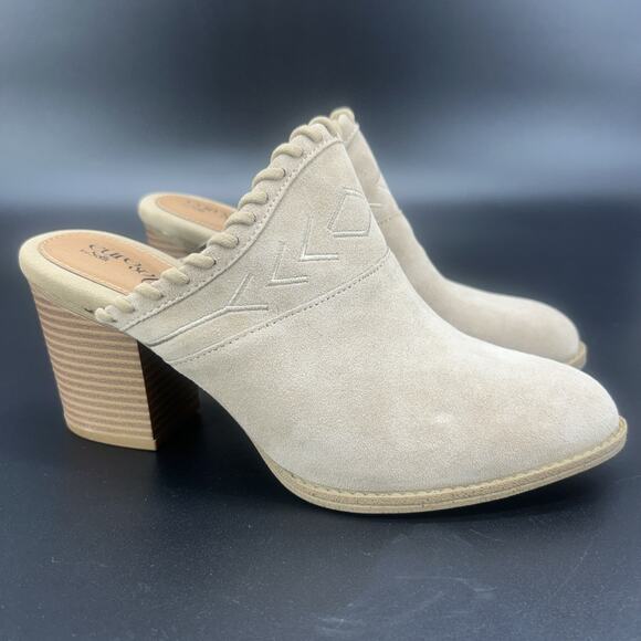 NEW Euro By Sofft Sandy Womens 7.5M Comfort Suede Clogs Mule Stack/Blocked Heel - Picture 1 of 8